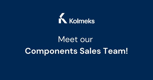 Kolmeks company logo with a text announcing the introduction of the Components Sales Team.